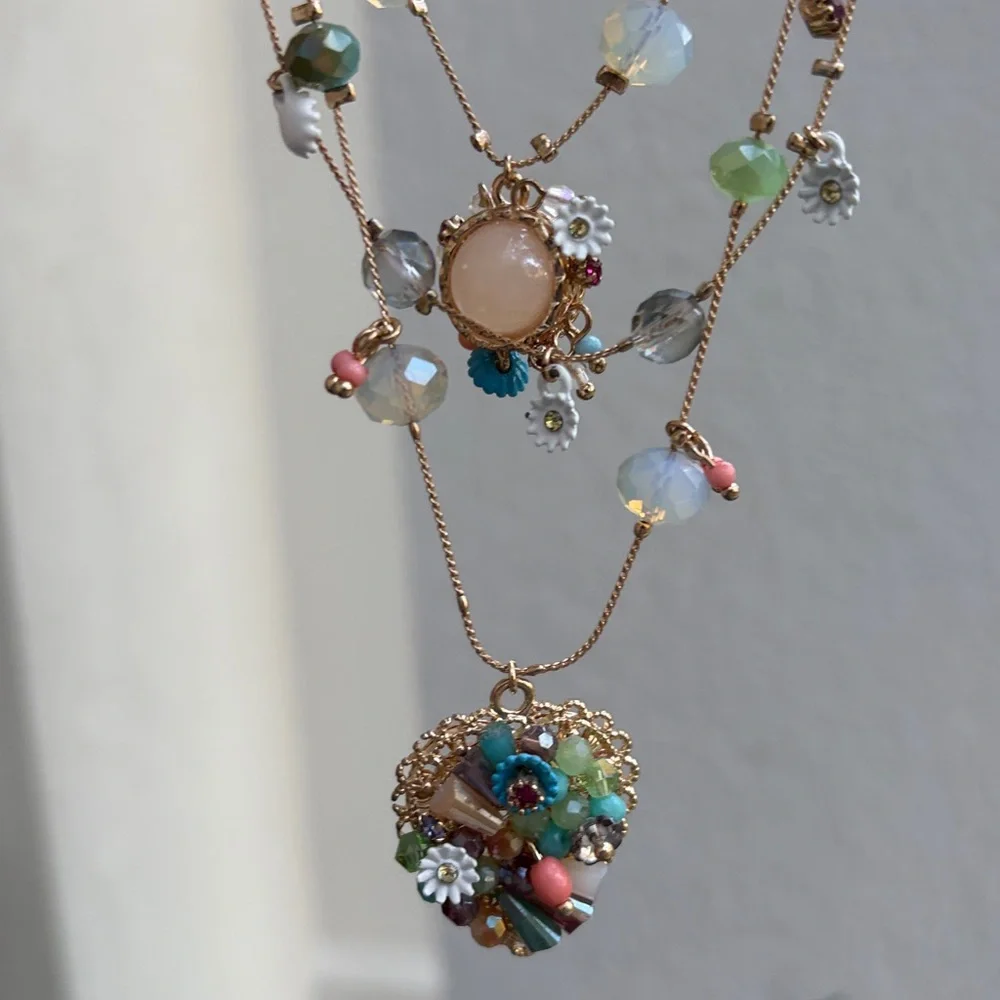Betsey Johnson Fun and Vibrant layered Beaded Necklace - Picture 3 of 6